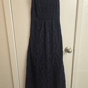 Classic Navy Lace Maxi Dress